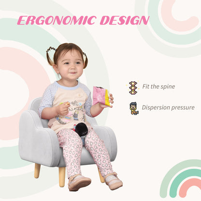 ZONEKIZ Kids Armchair Toddler Sofa Children Chair with Arm Rest, Wooden Frame, Velvet, PP Legs, Cloud Shape