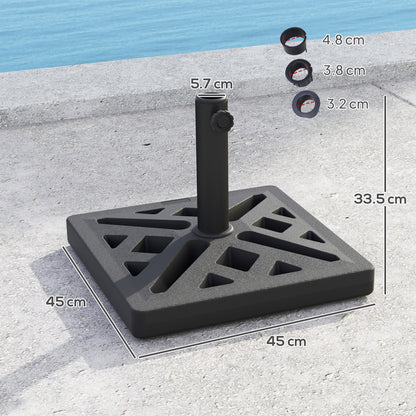 Garden Parasol Base, 15kg HDPE Outdoor Umbrella Stand Parasol Stand with Cut-Out Design, Sun Umbrella Base for 32, 38