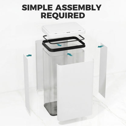 50L Sensor Bin with Soft-Close Lid, Stainless Steel Automatic Touchless Motion Sensor Kitchen Bin, White
