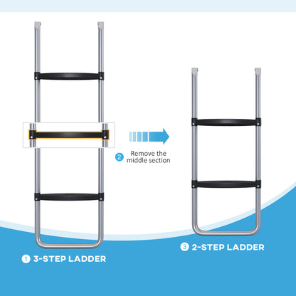 Galvanised Steel Trampoline Ladder, 2 Steps/3 Steps Outdoor Trampoline Accessories for 6ft, 8ft, 10ft, 12ft, 13ft, 14ft