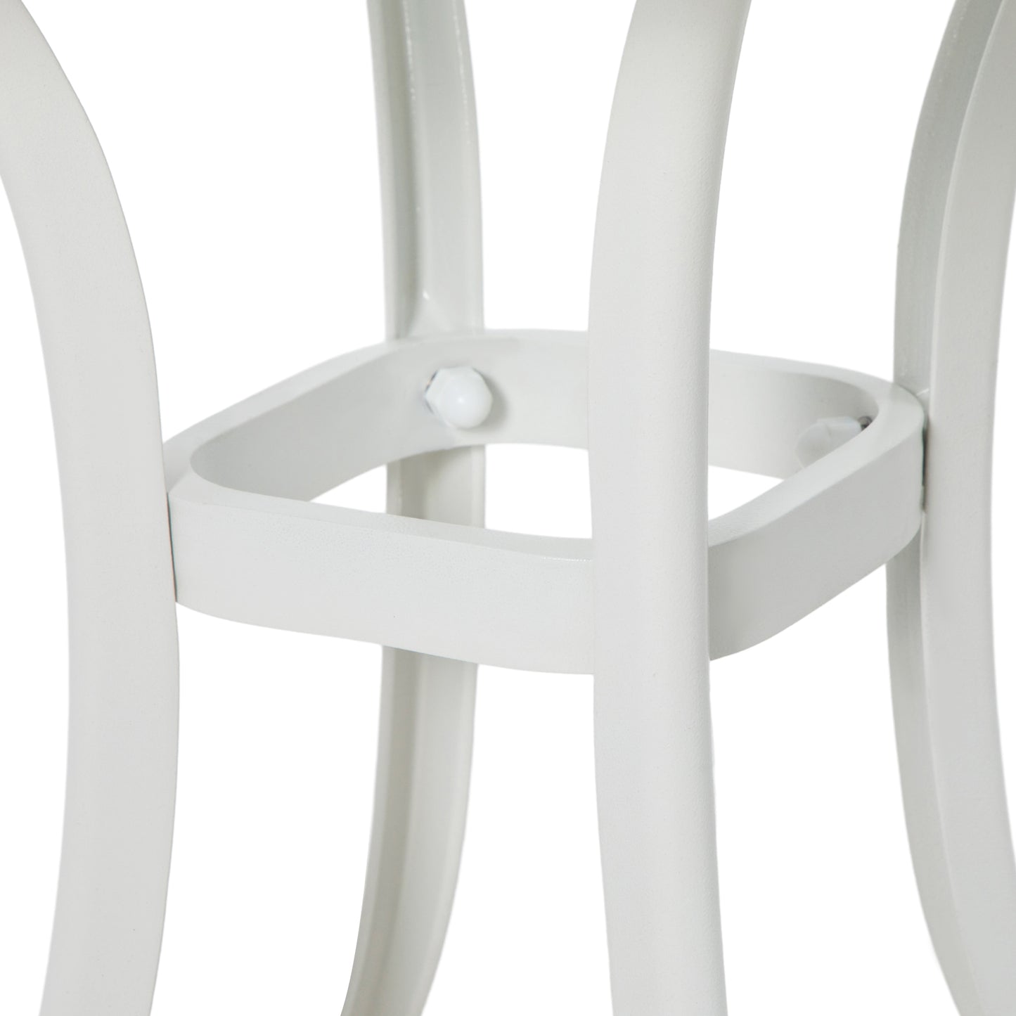 Cast Aluminium Bistro Table, Outdoor Square Side Table with Umbrella Hole, Garden Table for Balcony, White