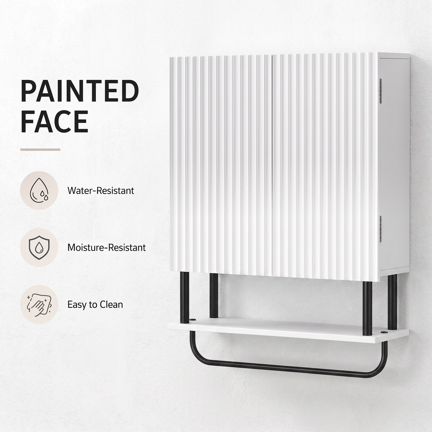 Bathroom Wall Cabinet Modern Space Saver Wall Mounted Cabinet Doors Storage White