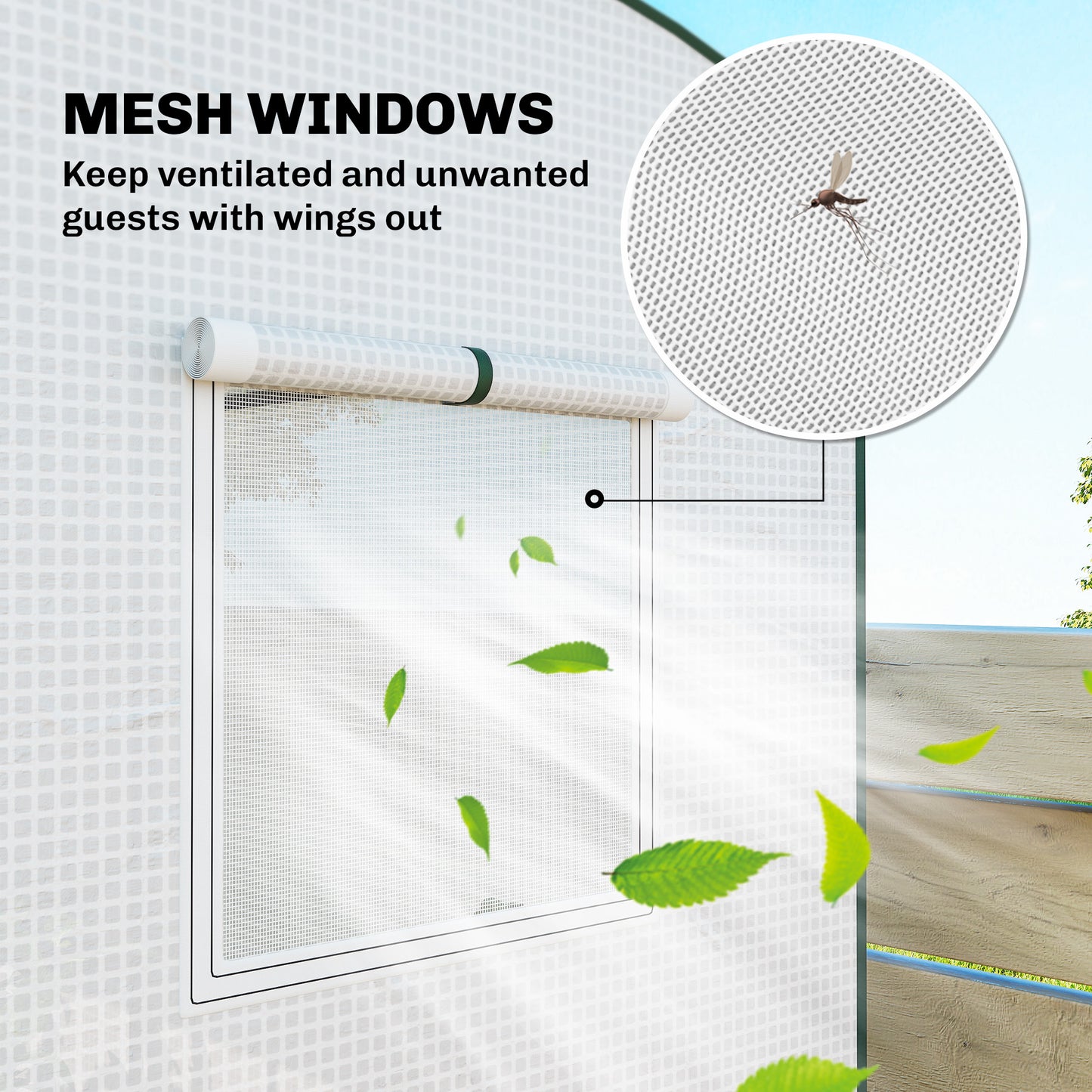 Mini Greenhouse, Garden Tomato Growhouse with Roll-Up Door and 2 Mesh Windows, PE Cover, 200 x 75 x 188 cm, White