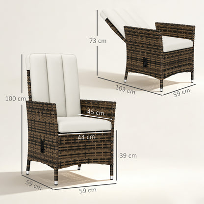 105°-150° Reclining Rattan Chair - Cream