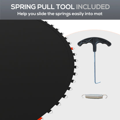 Trampoline Replacement Mat with Spring Pull Tool, 42 V-Hooks, for 8ft Trampoline using 14cm Springs, Black