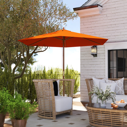 2.5m Wood Garden Parasol Sun Shade Patio Outdoor Wooden Umbrella Canopy, Table Market Umbrella with Vent, 38mm Pole