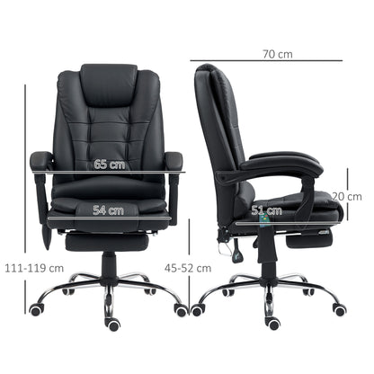 Office Chair with 6 Point Massage and Back Heat, PU Desk Chair with Footrest Adjustable Height and Swivel Wheels