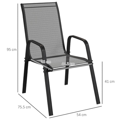 Set of Four Stackable Mesh Seat Chairs - Black