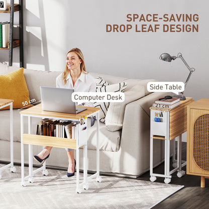 63 cm Drop Leaf Writing Work Desk - Natural Wood Finish