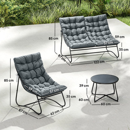 Four-Piece Curved Seat Garden Sofa Set - Grey/Black