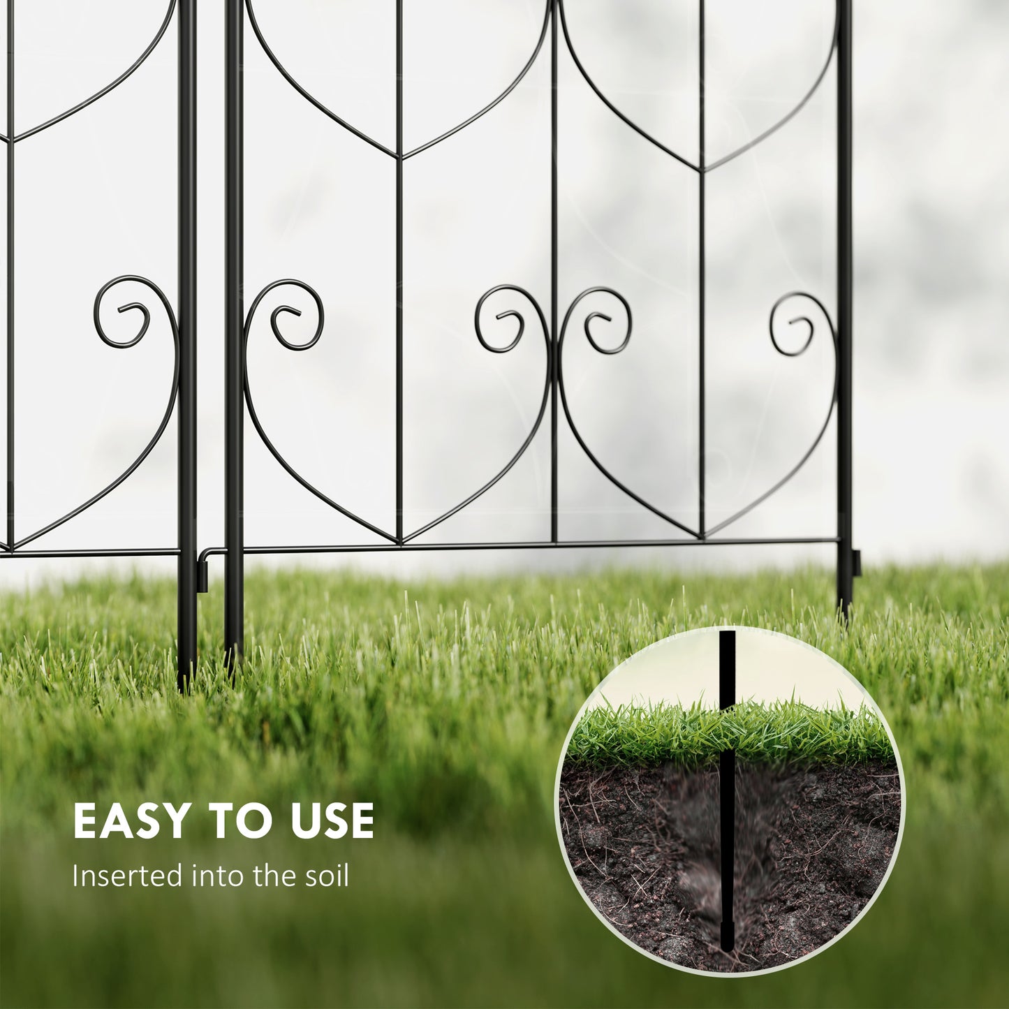 Set of 2 Garden Trellis, Metal Fence Panels for Climbing Outdoor Plants, Flowers, 180 x 50cm