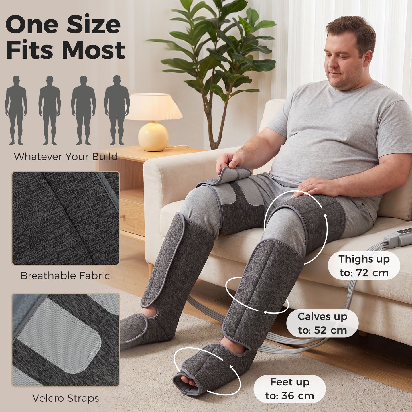 Leg Massager with Heat, Compression, 3 Auto Modes & 3 Intensities, Foot and Calf Massage Machine