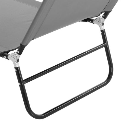 Foldable Sun Lounger with 5-Position Adjustable Backrest, Outdoor Portable Recliner Chaise Lounge Chair