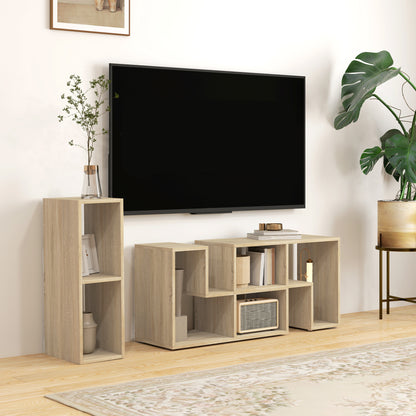 Three-Block Modular TV Stand - Grey Wood-Effect