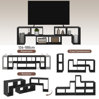 Three-Block Modular TV Stand - Black Wood-Effect