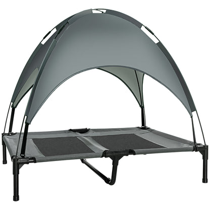 Outdoor Dog Bed with Removable Canopy, Portable Raised Dog Bed for Camping, Garden & Beach