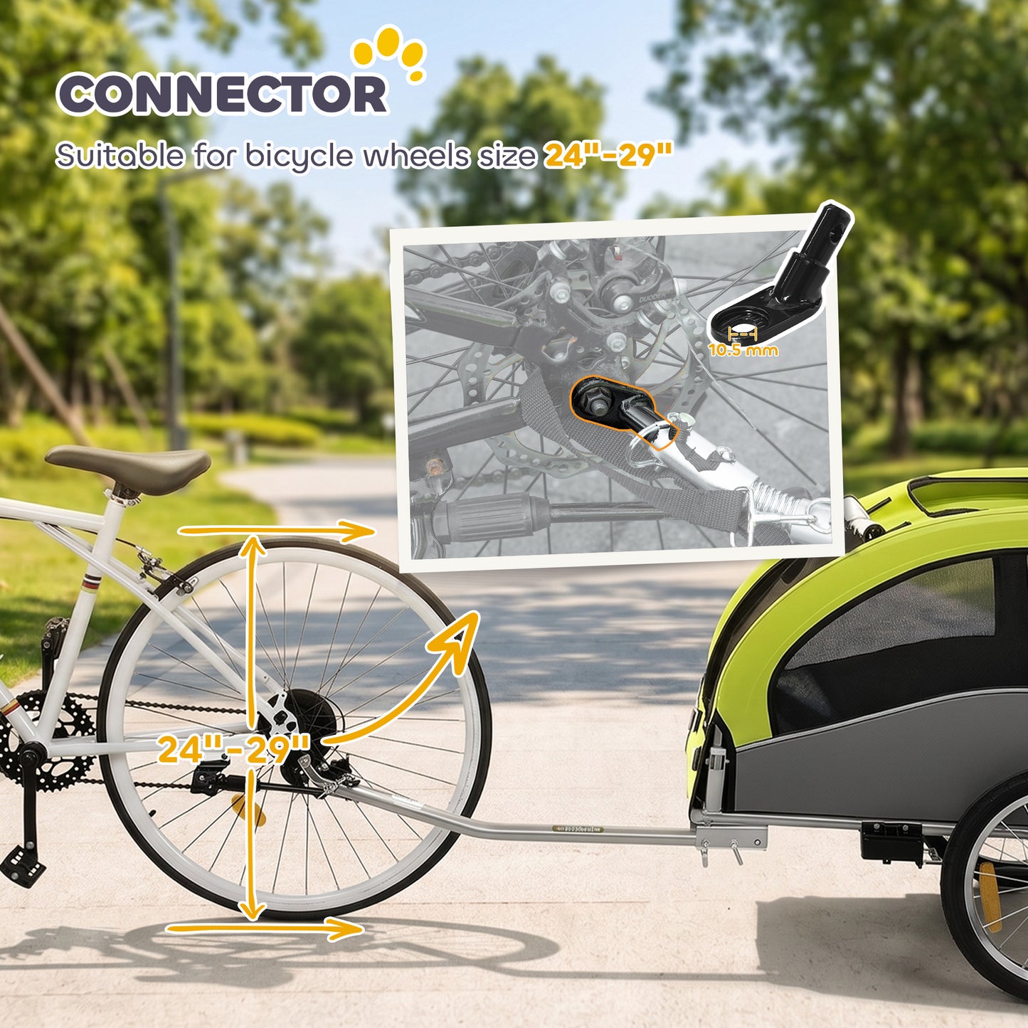 2 in 1 Dog Bike Trailer, Foldable Pet Stroller, Dog Bicycle Trailer with Suspension, for Medium Dogs up to 20kg, Green