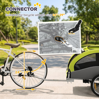 2 in 1 Dog Bike Trailer, Foldable Pet Stroller, Dog Bicycle Trailer with Suspension, for Medium Dogs up to 20kg, Green