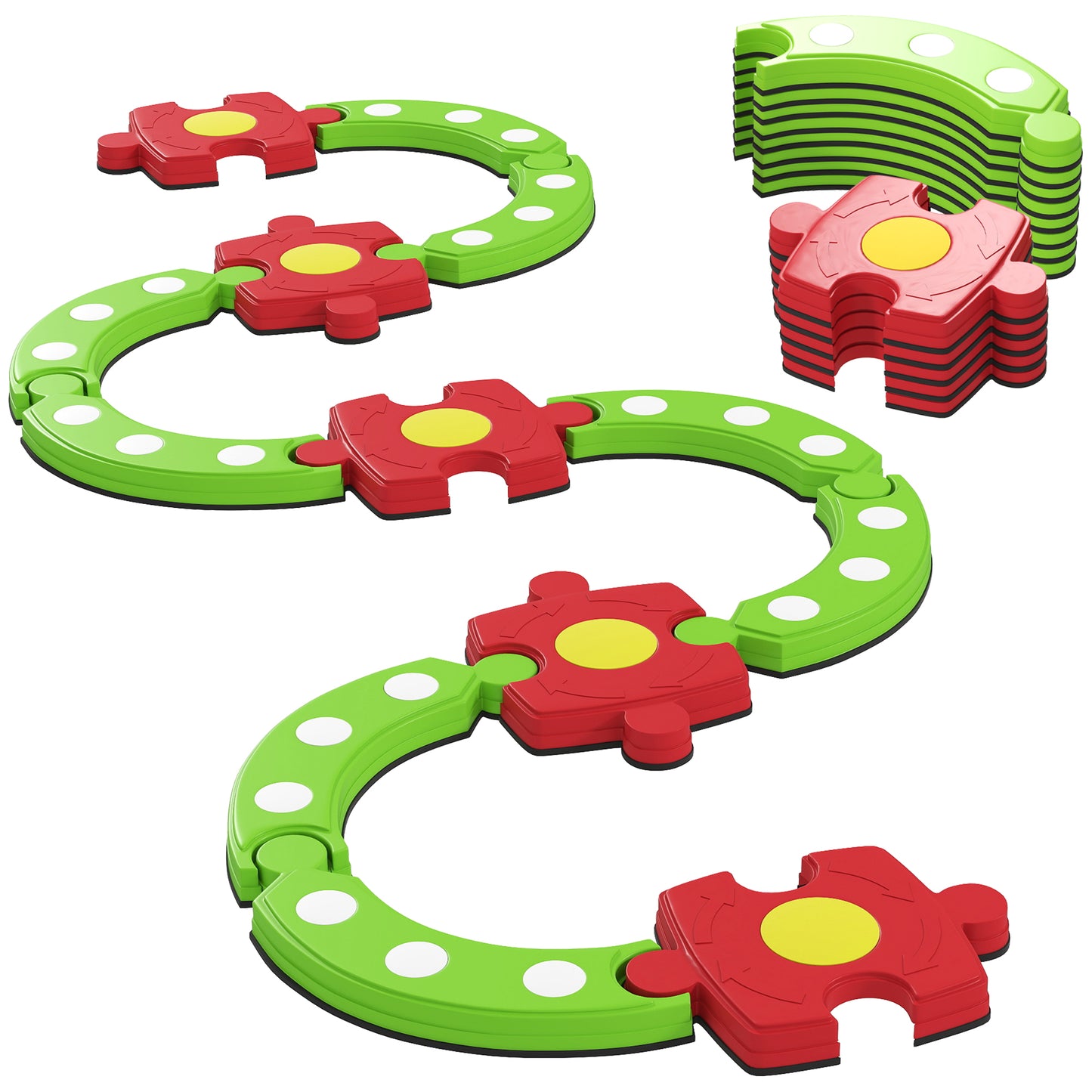 13 PCS Kids Balance Beam Stepping Stones Set with Non-slip Textured Surface, Outdoor Indoor for Toddlers, Green