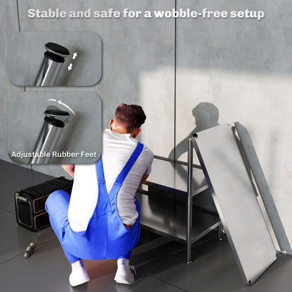 3-Tier Bakers Rack with Storage, Stainless Steel Microwave Stand with Adjustable Shelves for Small Spaces