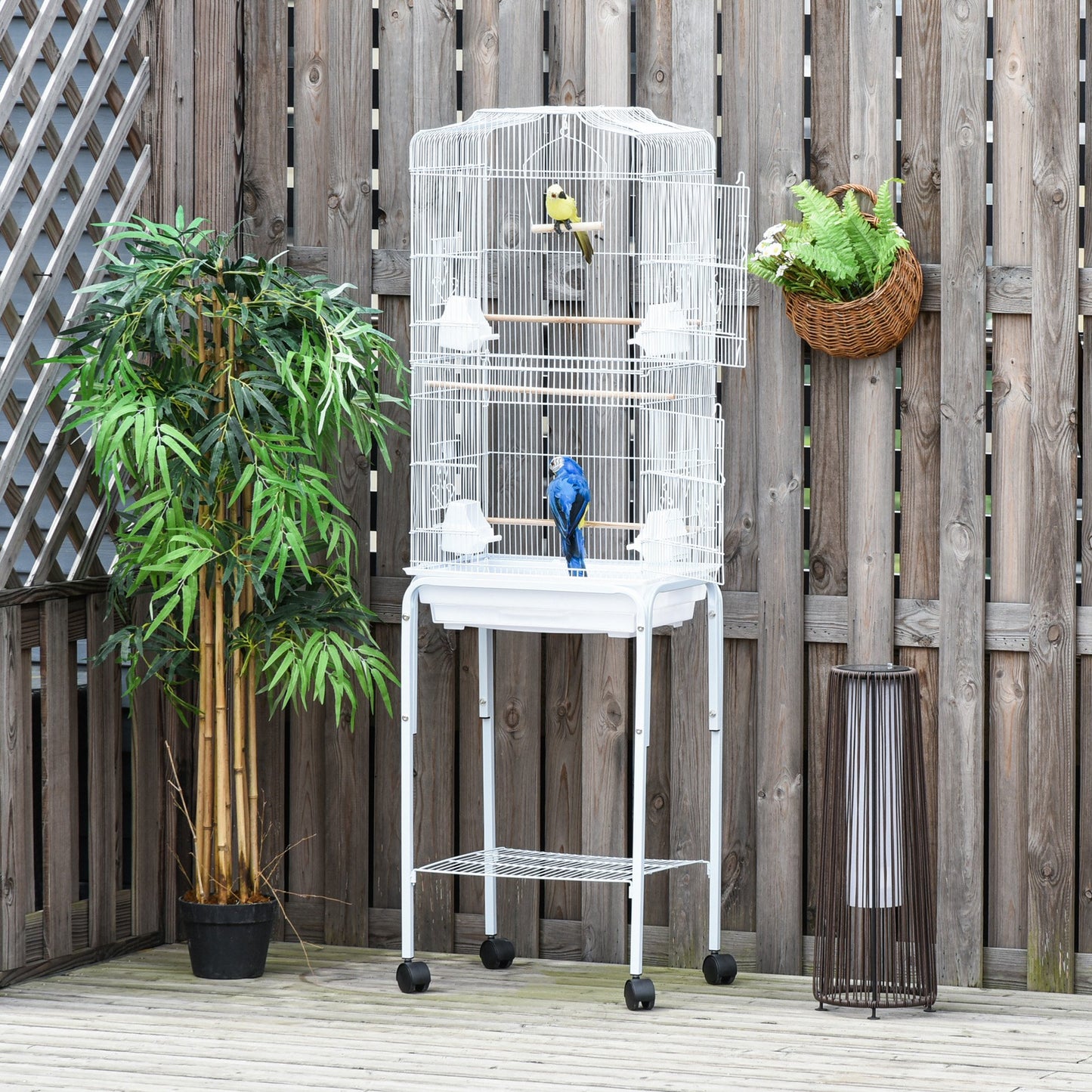 Bird Cage Budgie Cages for Finch Canary Parakeet with Stand Wheels Slide-out Tray Accessories Storage Shelf