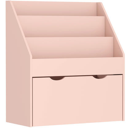Bookcase for Kids with Shelves, Drawer, Bookcase for Bedroom, Playroom, Pink