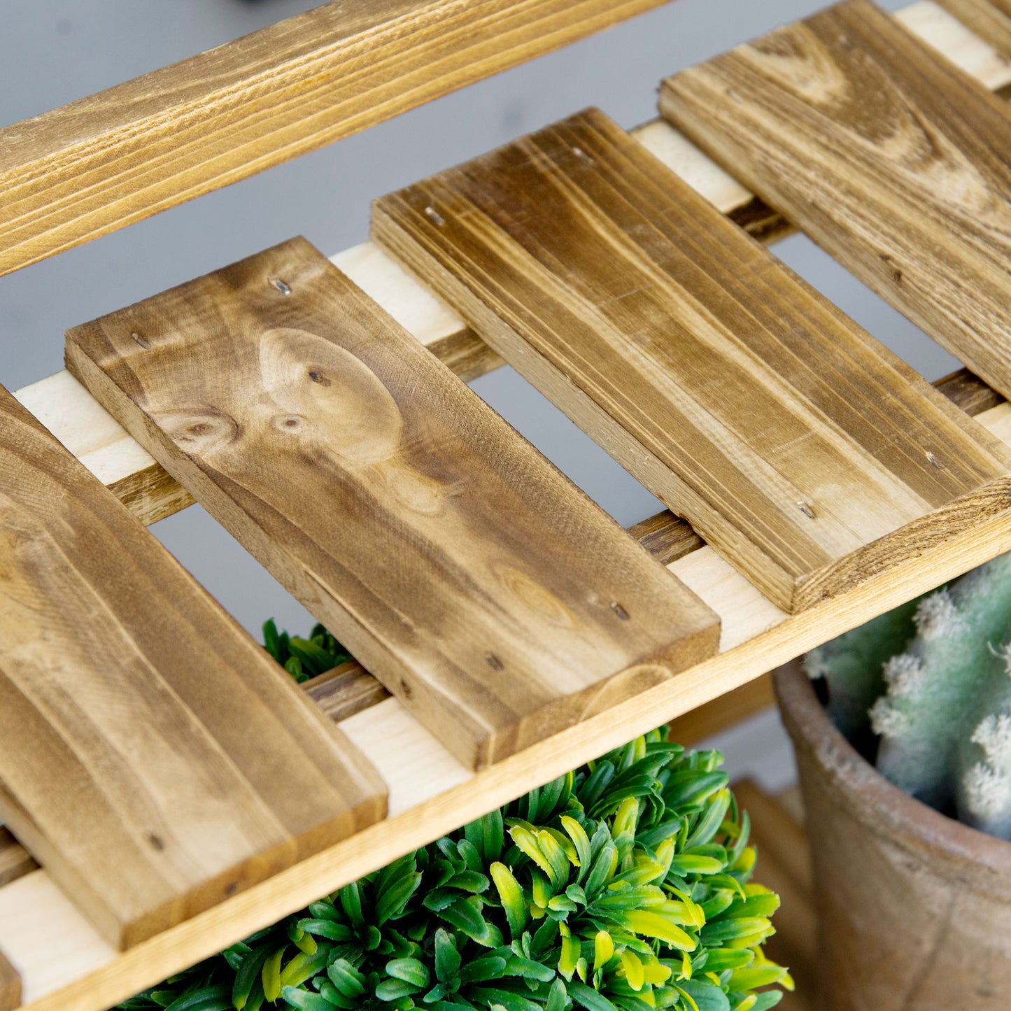 Wooden Folding Flower Pot Stand 3 Tier Garden Planter Display Ladder Gardener Storage Shelves Rack Herb Holder (100L x 37W x