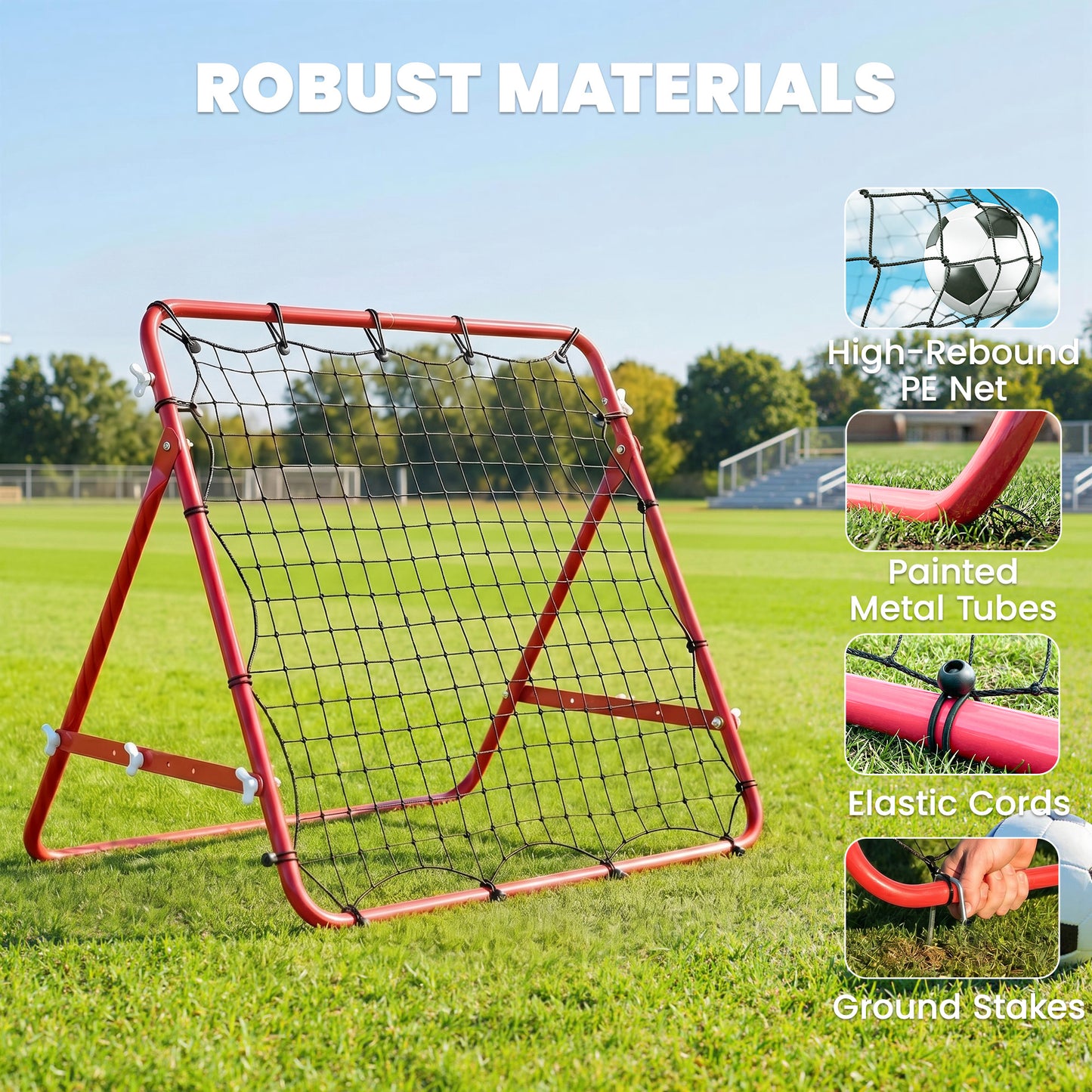Rebounder Net, Practise Kickback Goal, for Teens, Adults Training - Red