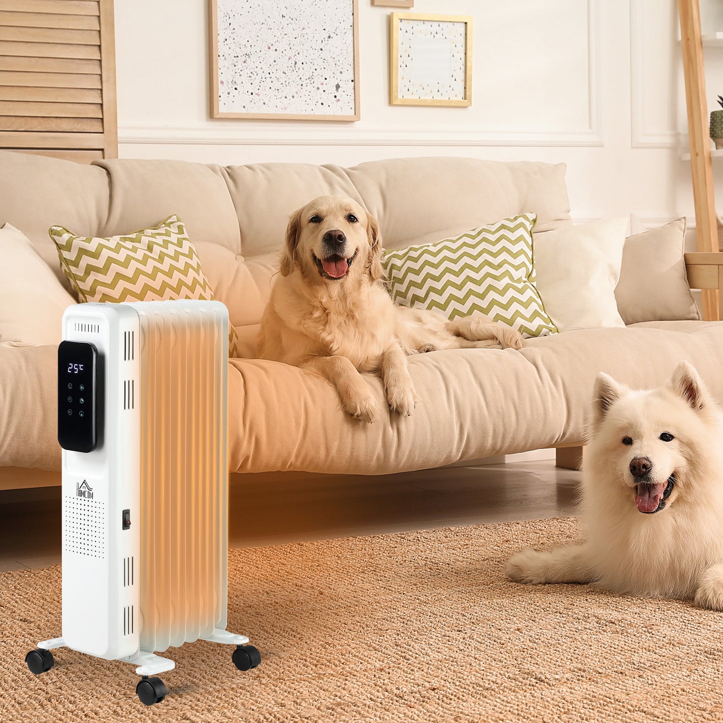 1500W Oil Filled Radiator, 7 Fin Portable Electric Heater with LED Display, 24H Timer, 3 Heat Settings