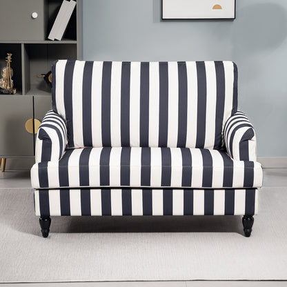 Modern Cuddle Chair, Velvet Single Sofa Armchair with Stripe, Turned Legs and Wide Seat