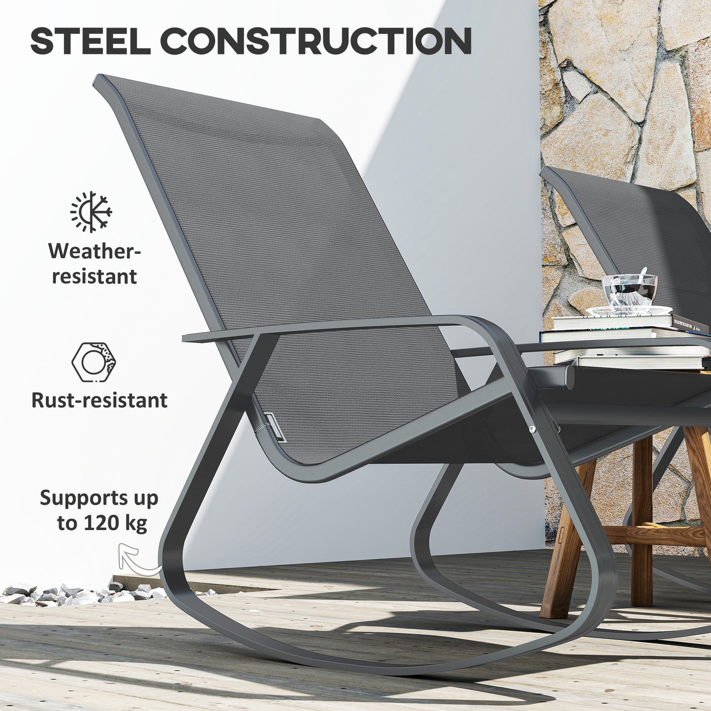 Rocking Garden Chair - Grey