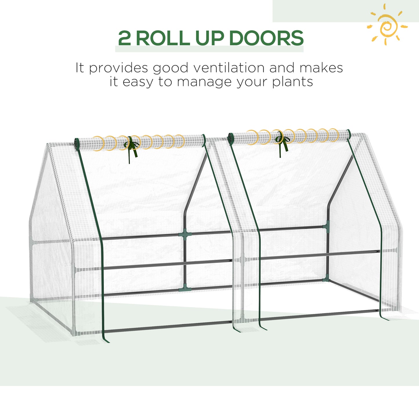 Mini Small Greenhouse with Steel Frame & PE Cover & Zipped Window Poly tunnel Steeple for Plants Vegetables