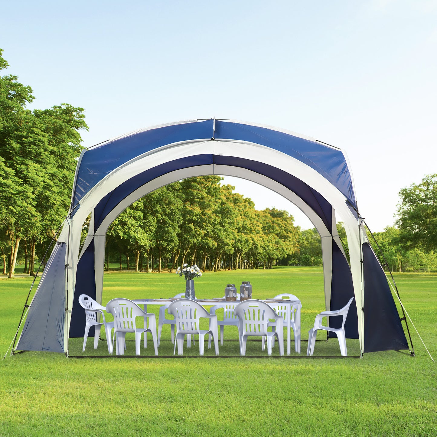 3.5 x 3.5M Camping Gazebo, Outdoor Event Shelter Dome Tent Garden Sun Shelter Patio Spire Arc Pavilion Camp Sun Shade Tent fo