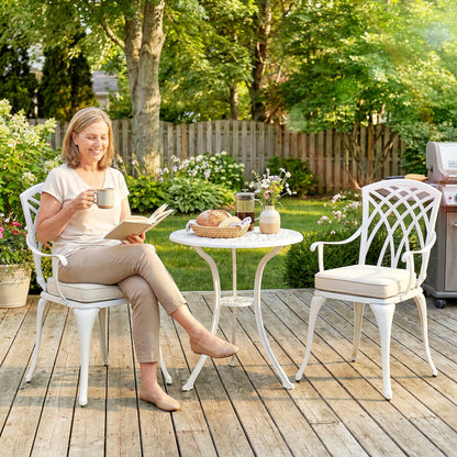 Three-Piece Cast Aluminium Bistro Set - White