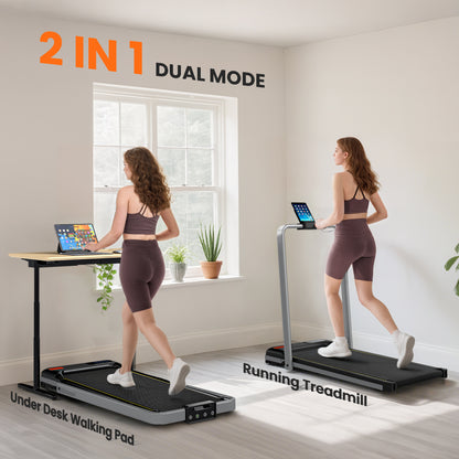 Folding Walking Treadmill, Under Desk Walking Pad with Incline, Silver Tone