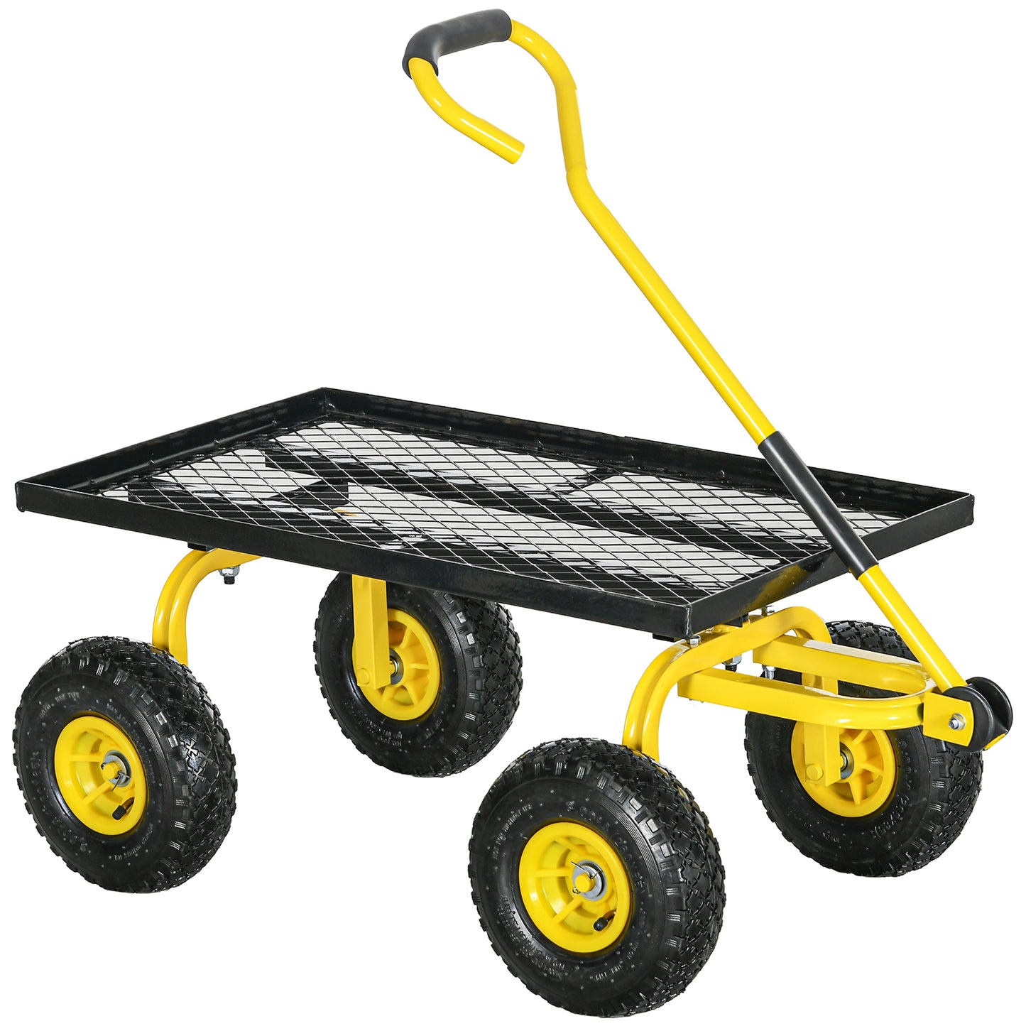 Garden Trolley Cart, Heavy Duty Garden Cart with Metal Frame, 10" Pneumatic Wheels, Rotating Handle, 150kg Capacity