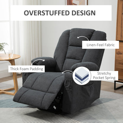 Electric Riser Recliner Armchair， Oversized Chair with Cup Holder & Side Pockets for Elderly in Living Room, Charcoal Grey