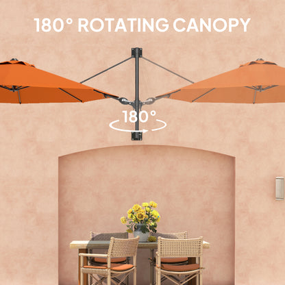 3(m) Wall-Mounted Parasol Shade, with Handle - Orange
