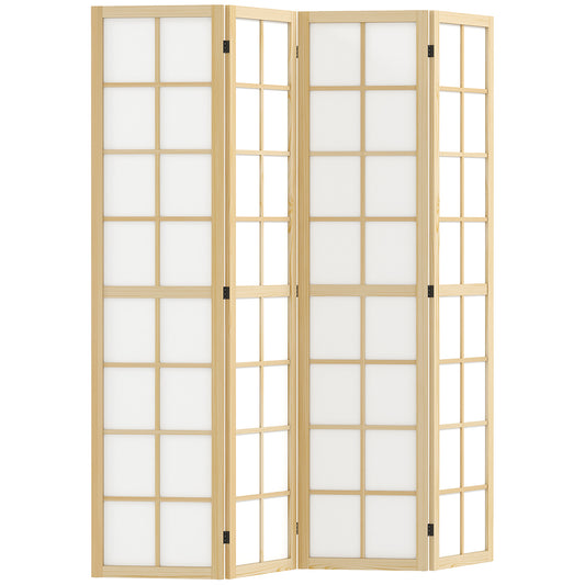 4 Panel Folding Room Divider, Freestanding Room Separator, Indoor Privacy Screen for Living Room, Bedroom, 160 x 170cm