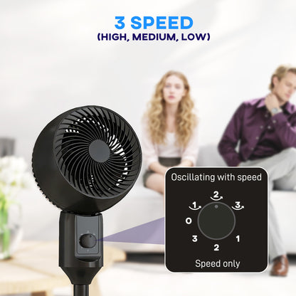 Air Circulator Fan Pedestal Cooling Fan with 3 Speed and Carry Handle, 9 Inch, Black
