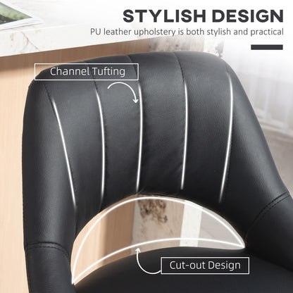 Set of Two Faux Leather Bar Stools - Black