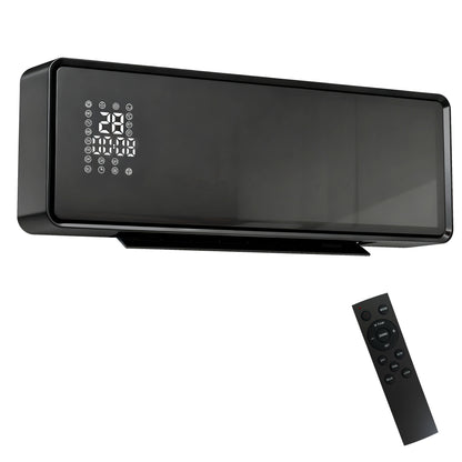 2000W Ceramic Electric Heater with Fan, Adjustable Thermostat, Wall Mounted - Black