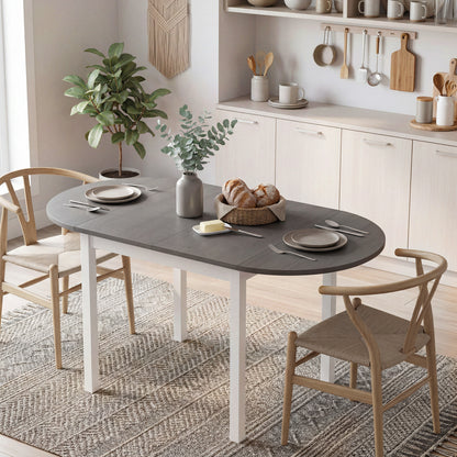 4-6 Person Wooden Drop-Leaf Table - Grey