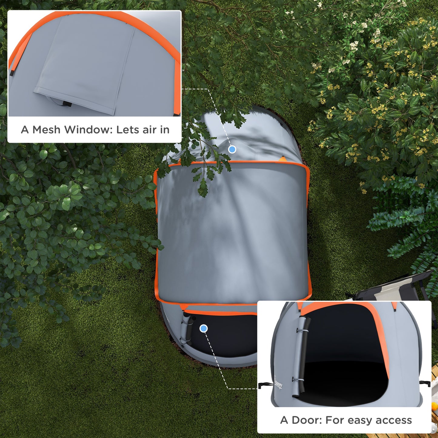 Two-Man Pop-Up Dome Tent, with Accessories - Grey