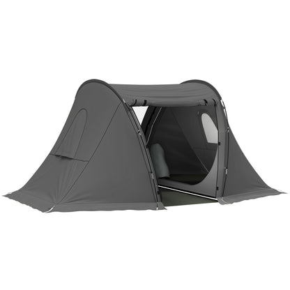 3 Man Camping Tent with Living Area and 2 Bedrooms, 3000mm Waterproof Family Tent with Sewn-in Groundsheet and bag
