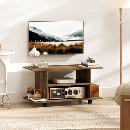 Modern TV Cabinet Stand Storage Shelves Table Mobile Bedroom Furniture Bookshelf Bookcase Walnut