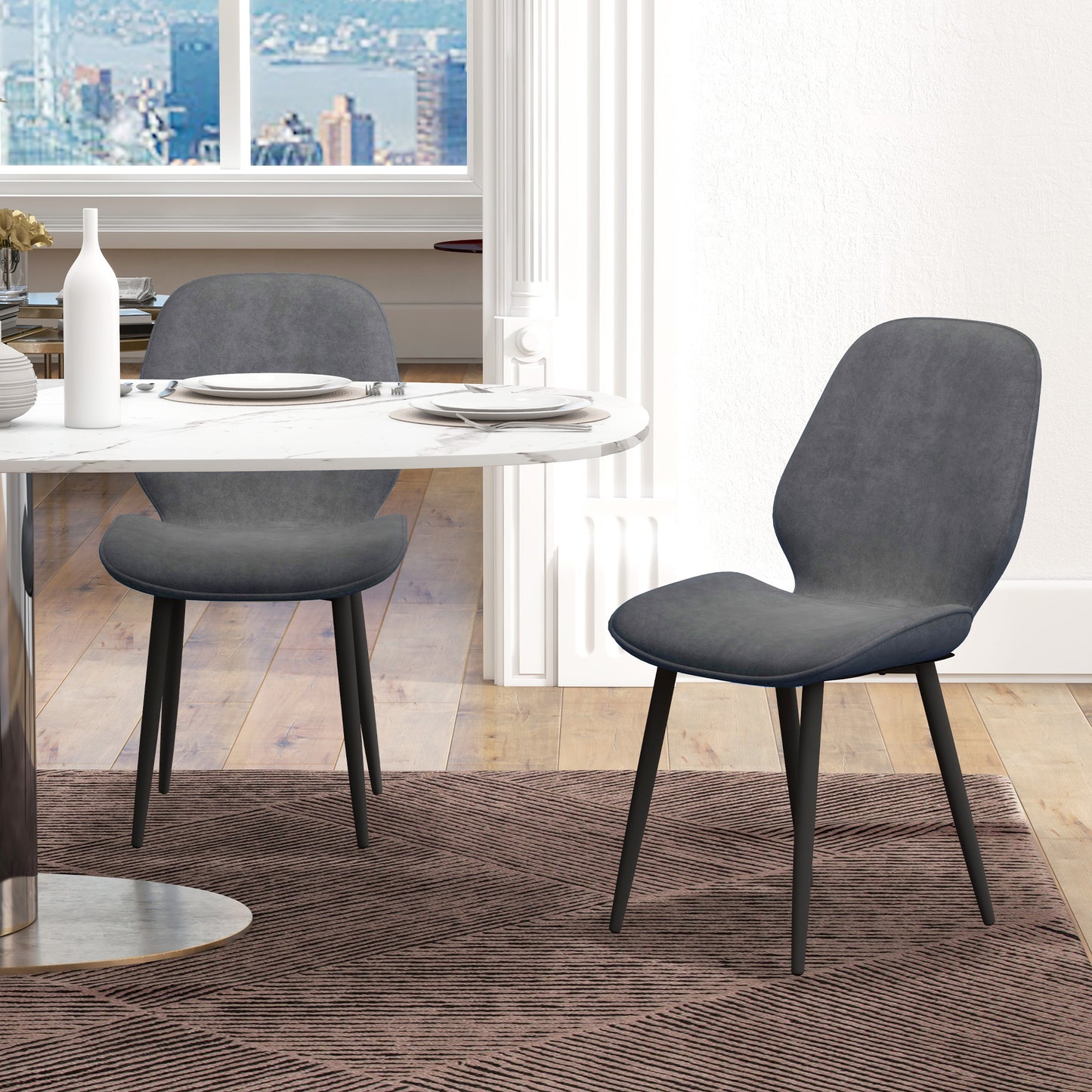 Velvet Dining Chairs, Set of 2 Dining Room Chairs with Metal Legs for Living Room, Dining Room, Grey