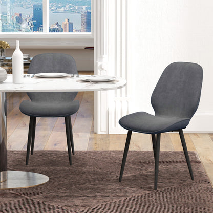 Velvet Dining Chairs, Set of 2 Dining Room Chairs with Metal Legs for Living Room, Dining Room, Grey