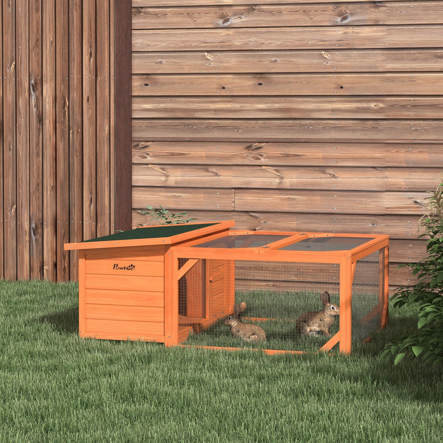 Rabbit Hutch Outdoor Guinea Pig Hutch with Run Small Animal Off-ground Duck House Hideaway Garden with Openable Roof 125.5 x