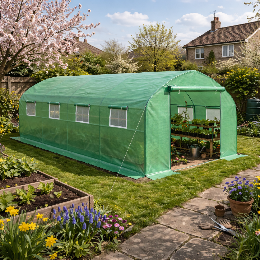 Polytunnel Greenhouse with Windows and Door, Walk in Greenhouse for Garden, Backyard (6 x 3 M)